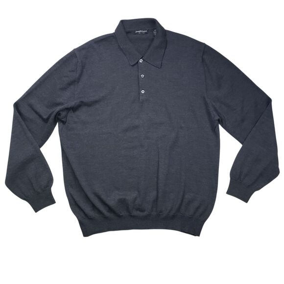 Joseph & Lyman Wool Polo Sweater Mens XXL 2XL Gray Knit Preppy Made in italy - Picture 1 of 7